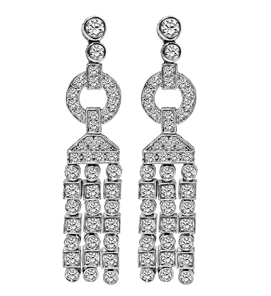 Art Deco Style 2.75ct Diamond 18K White Gold Earrings