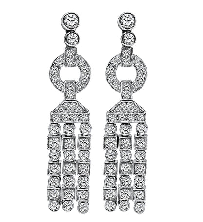 Art Deco Style 2.75ct Diamond 18K White Gold Earrings