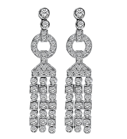 Art Deco Style 2.75ct Diamond 18K White Gold Earrings