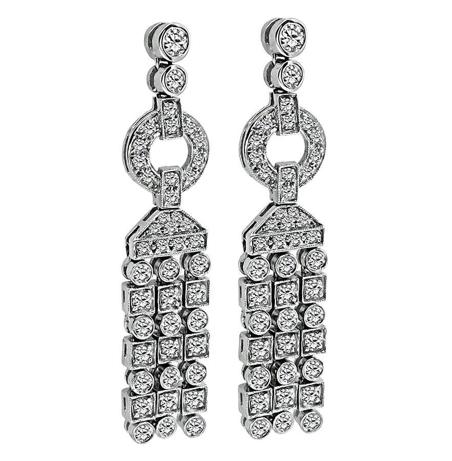 Art Deco Style 2.75ct Diamond 18K White Gold Earrings