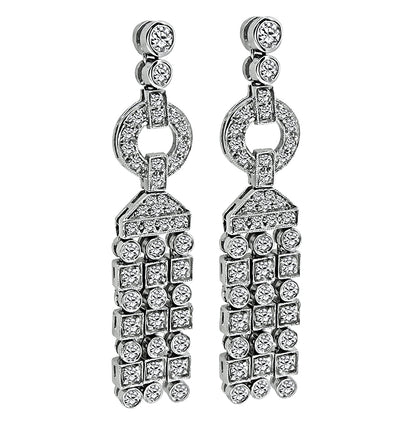 Art Deco Style 2.75ct Diamond 18K White Gold Earrings