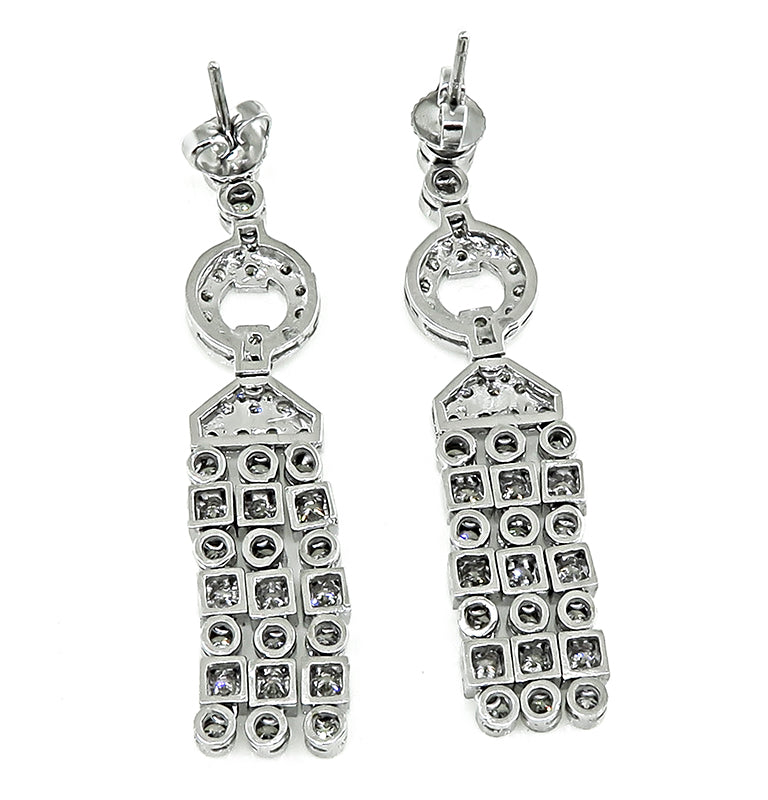 Art Deco Style 2.75ct Diamond 18K White Gold Earrings