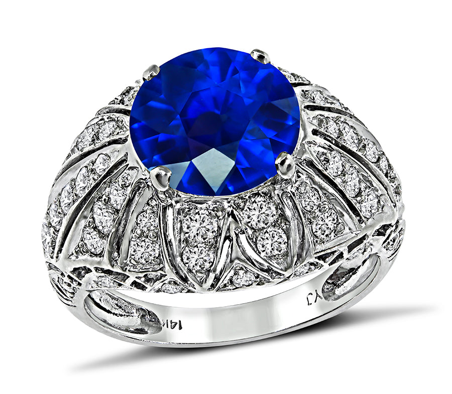 Vintage 2.96ct Sapphire 1.00ct Diamond Engagement Ring