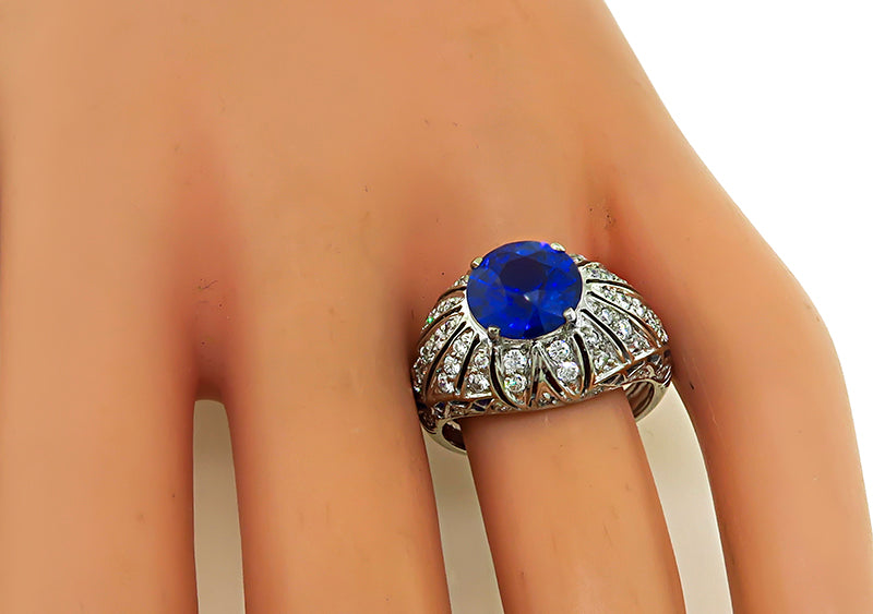 Vintage 2.96ct Sapphire 1.00ct Diamond Engagement Ring