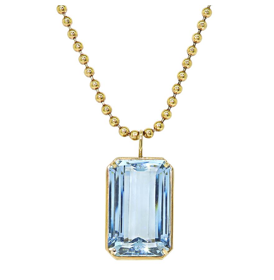 Estate 20.98ct Aquamarine 14k Yellow Gold Pendant Necklace