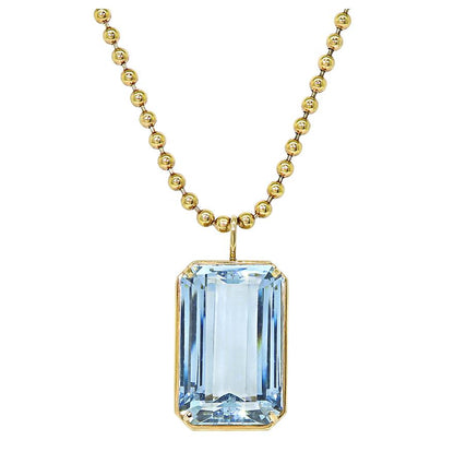 Estate 20.98ct Aquamarine 14k Yellow Gold Pendant Necklace