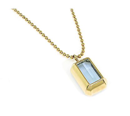 Estate 20.98ct Aquamarine 14k Yellow Gold Pendant Necklace