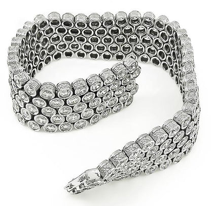 Estate 20.00ct Diamond 18 Karat White Gold Bezel Set Bracelet