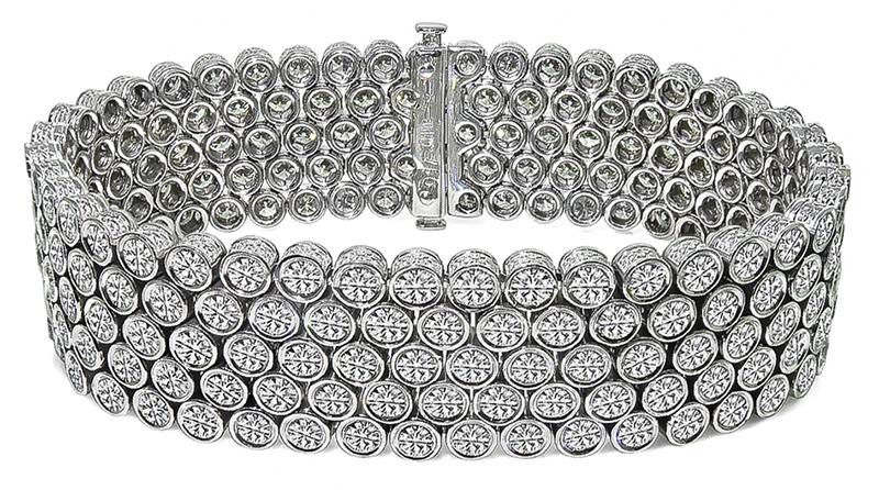 Estate 20.00ct Diamond 18 Karat White Gold Bezel Set Bracelet