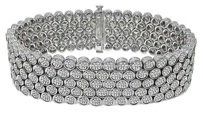 Estate 20.00ct Diamond 18 Karat White Gold Bezel Set Bracelet