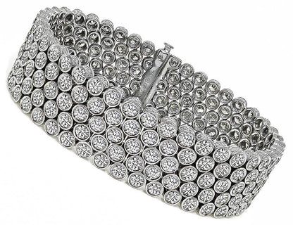 Estate 20.00ct Diamond 18 Karat White Gold Bezel Set Bracelet