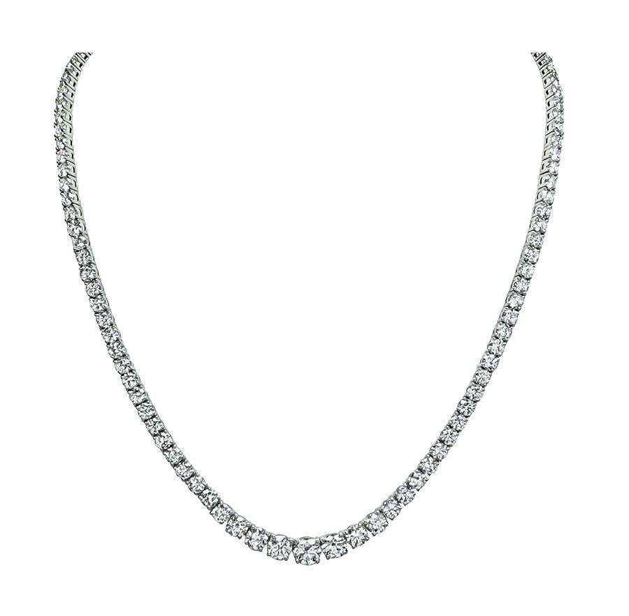 Estate 21.18ct Diamond Platinum Tennis Necklace