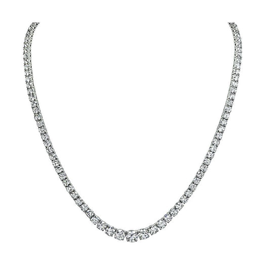 Estate 21.18ct Diamond Platinum Tennis Necklace