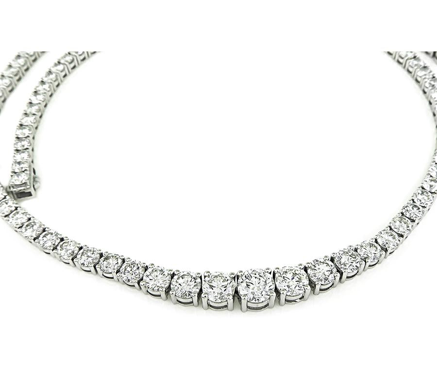 Estate 21.18ct Diamond Platinum Tennis Necklace
