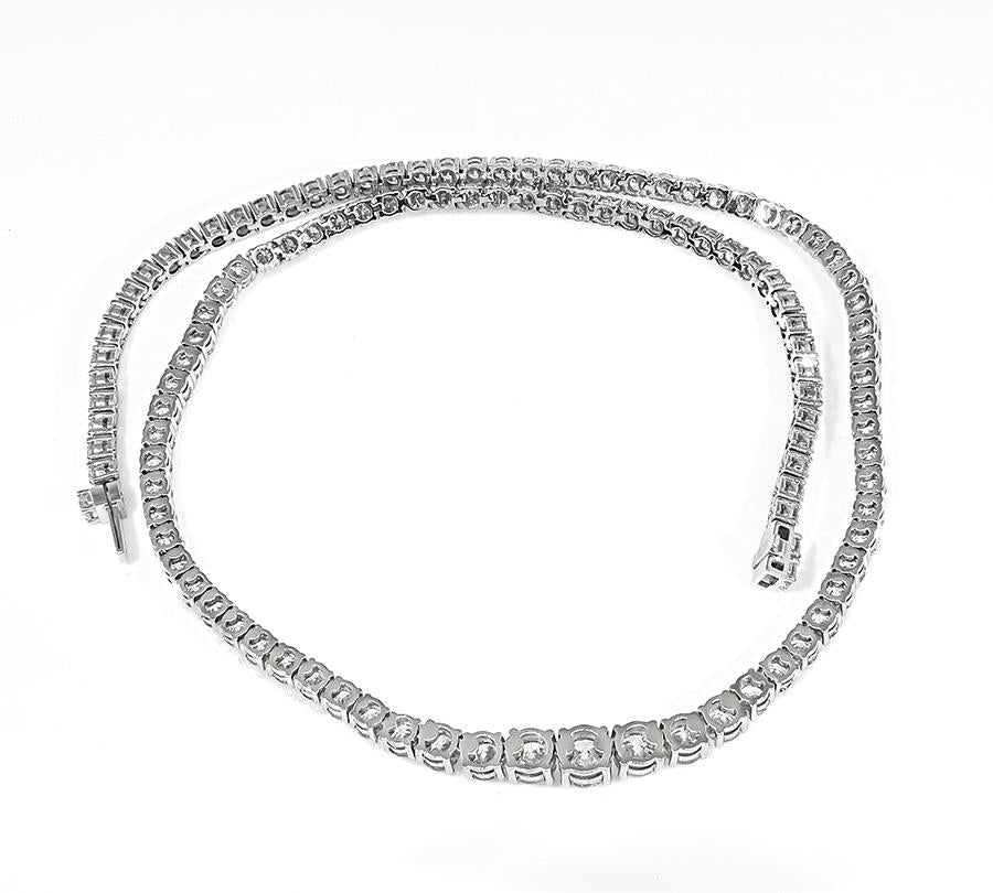 Estate 21.18ct Diamond Platinum Tennis Necklace