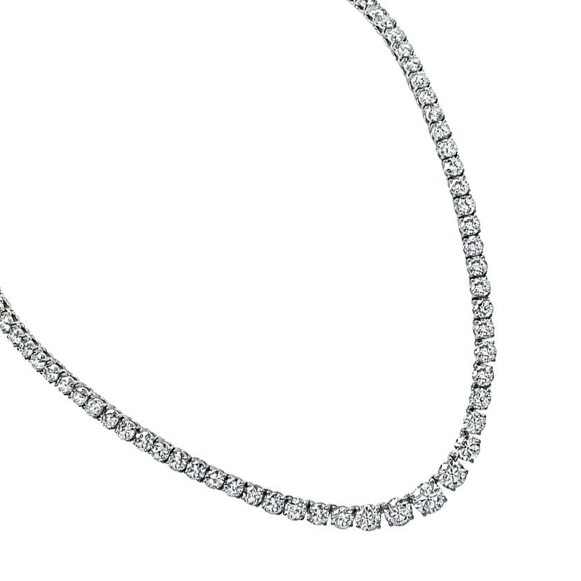 Estate 22.44ct Diamond 14k White Gold Tennis Necklace