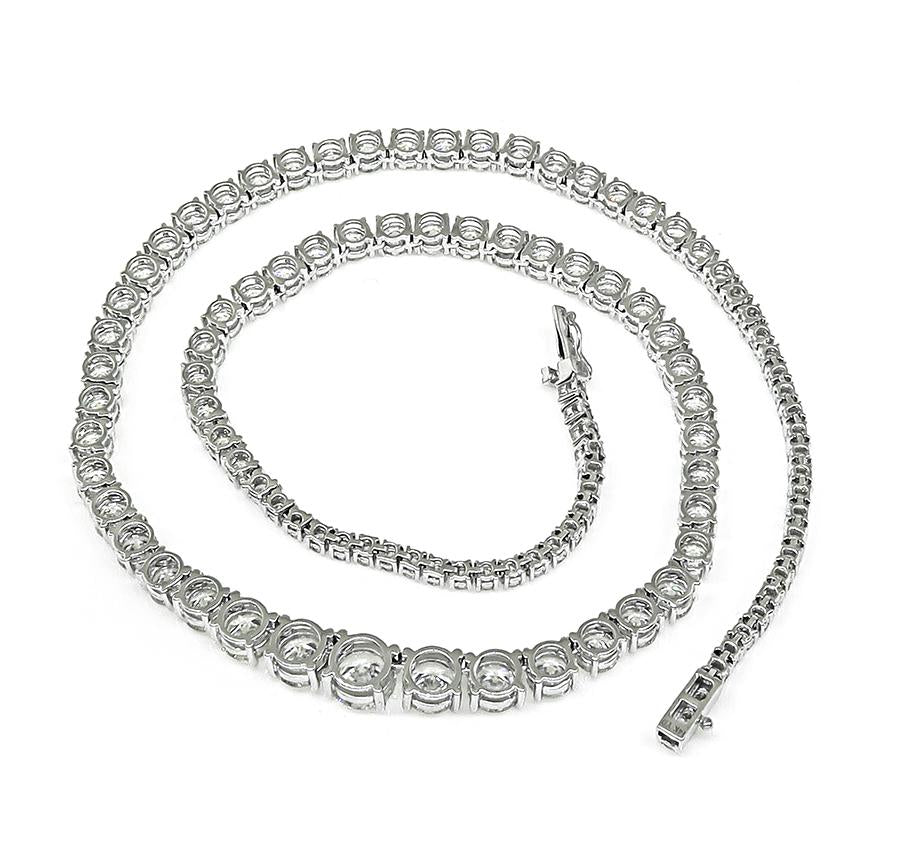 Estate 22.44ct Diamond 14k White Gold Tennis Necklace