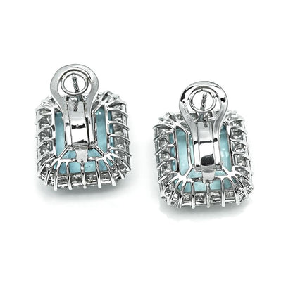 Estate 22.00ct Aquamarine 4.00ct Diamond 14k White Gold Earrings