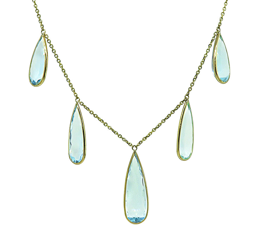Estate 23.51ct Aquamarine Gold Necklace