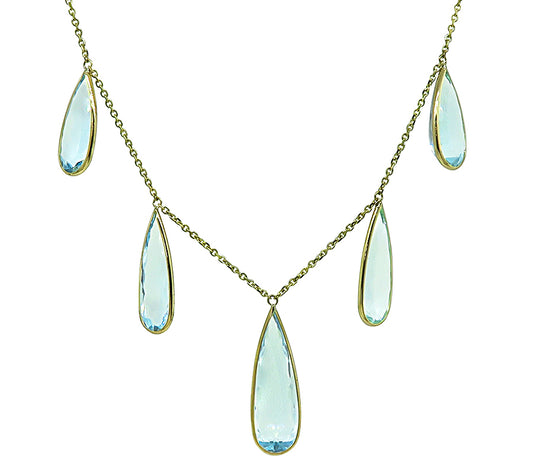 Estate 23.51ct Aquamarine Gold Necklace