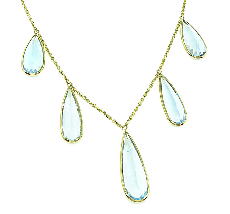 Estate 23.51ct Aquamarine Gold Necklace