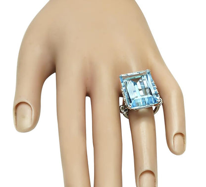 Estate 26.50ct Aquamarine 0.40ct Diamond Platinum Ring