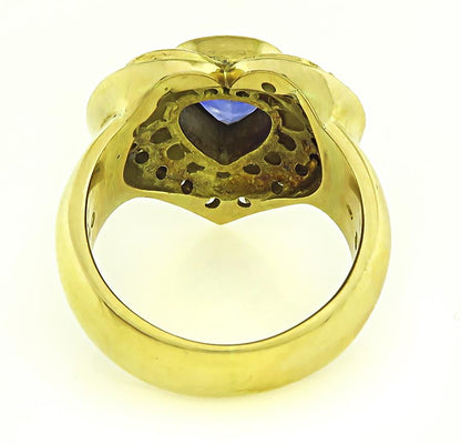 2.06ct Ceylon Sapphire 1.30ct Diamond Gold Heart Ring