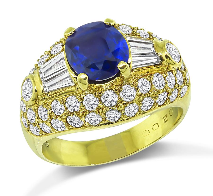 1.48ct Ceylon Sapphire 2.00ct Diamond Gold Ring