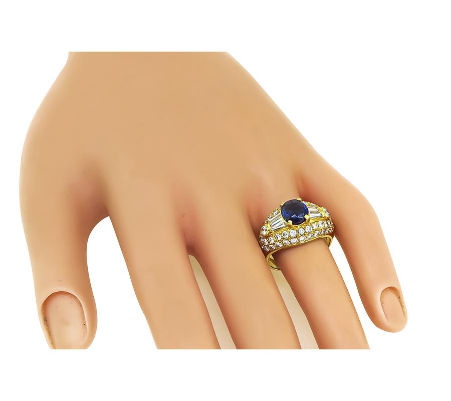 1.48ct Ceylon Sapphire 2.00ct Diamond Gold Ring