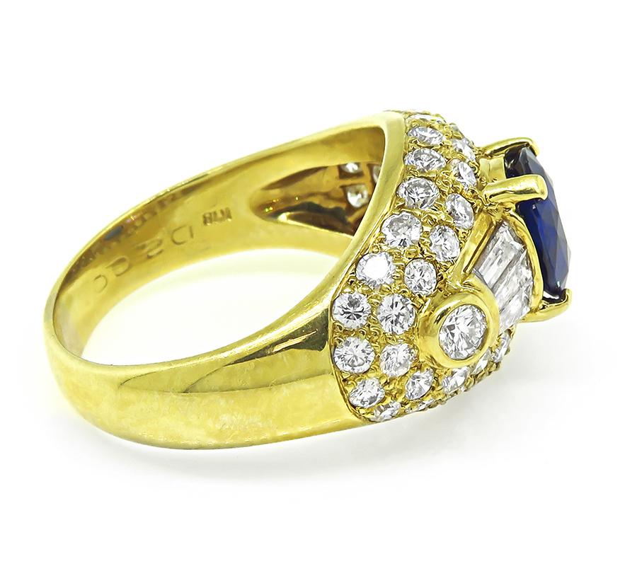 1.48ct Ceylon Sapphire 2.00ct Diamond Gold Ring