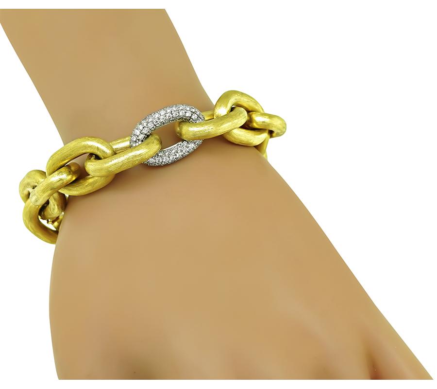 Estate 2.00ct Diamond Gold Chain Bracelet