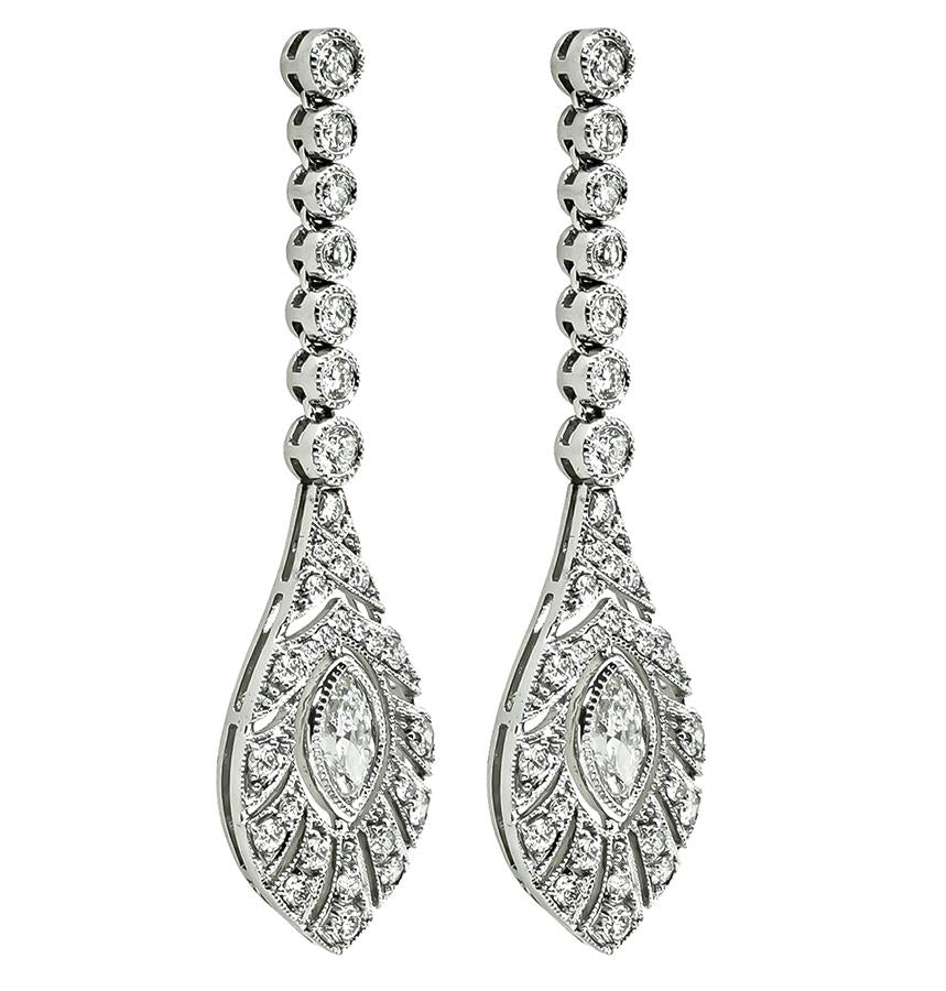 Estate 2.17ct Diamond Dangling Earrings
