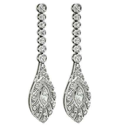 Estate 2.17ct Diamond Dangling Earrings