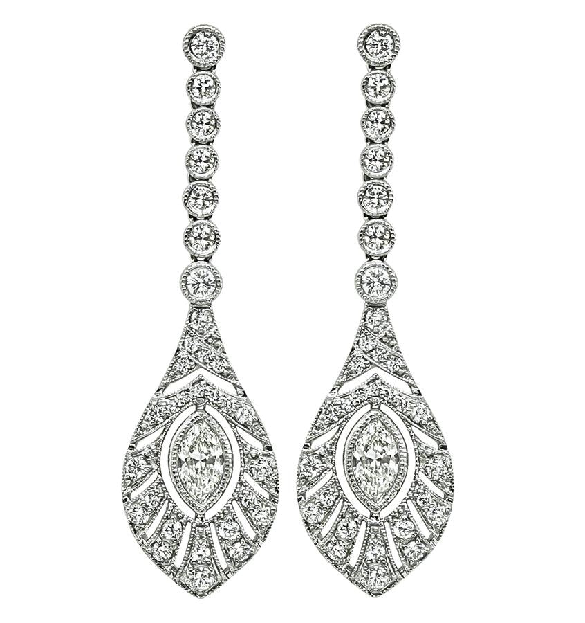 Estate 2.17ct Diamond Dangling Earrings