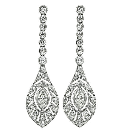Estate 2.17ct Diamond Dangling Earrings