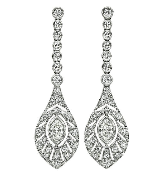 Estate 2.17ct Diamond Dangling Earrings