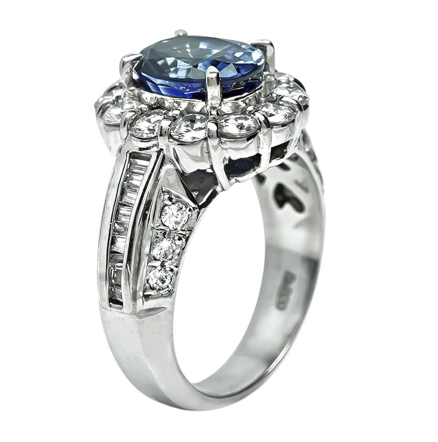 Estate 2.91ct Sapphire 1.63ct Diamond Ring