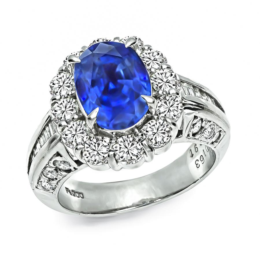 Estate 2.91ct Sapphire 1.63ct Diamond Ring