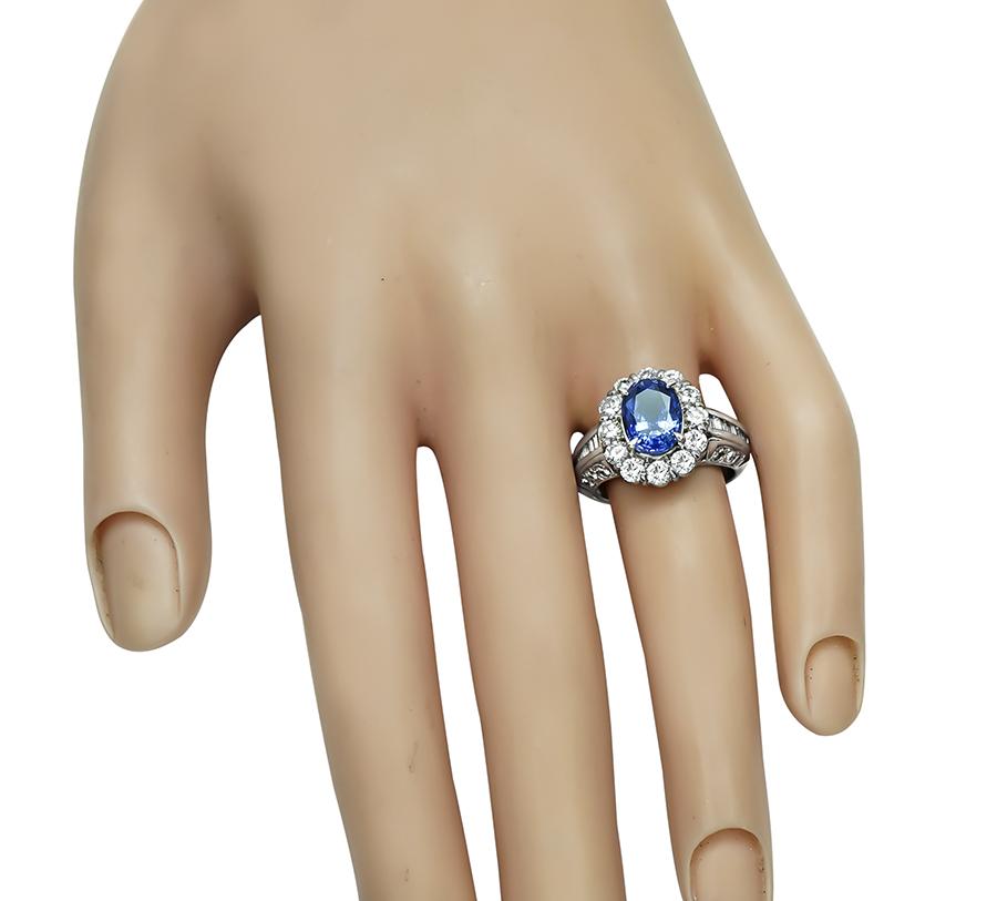 Estate 2.91ct Sapphire 1.63ct Diamond Ring