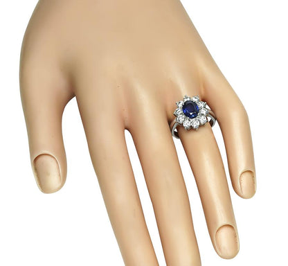 Estate 2.00ct Sapphire 1.00ct Diamond Engagement Ring