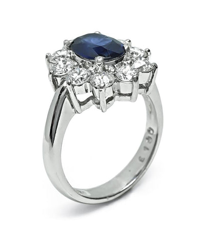 Estate 2.00ct Sapphire 1.00ct Diamond Engagement Ring