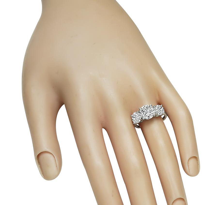 Estate 2.32ct Center Diamond 2.00ct Side Diamond Engagement Ring