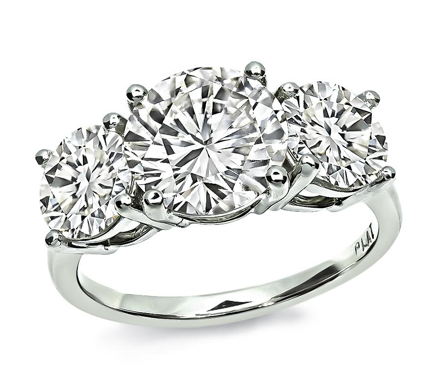 Estate 2.32ct Center Diamond 2.00ct Side Diamond Engagement Ring