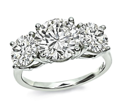 Estate 2.32ct Center Diamond 2.00ct Side Diamond Engagement Ring
