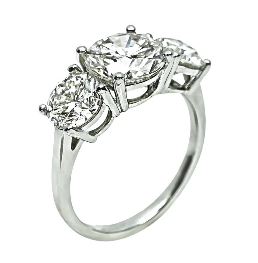 Estate 2.32ct Center Diamond 2.00ct Side Diamond Engagement Ring