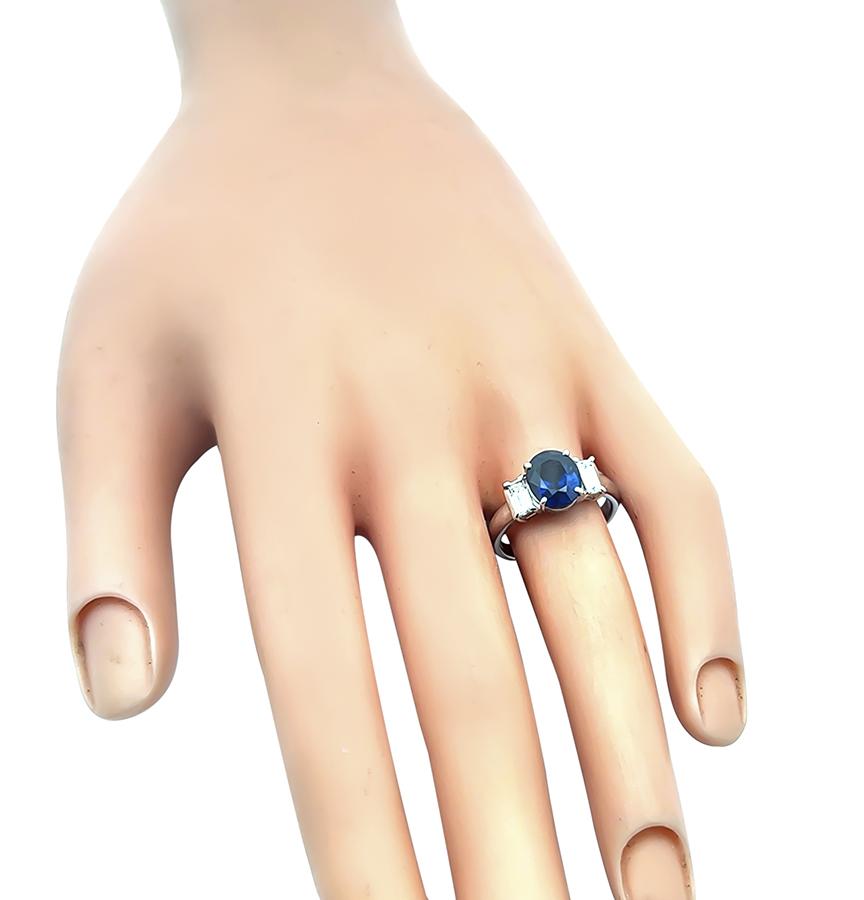 Estate 2.45ct Sapphire 0.45ct Diamond Engagement Ring