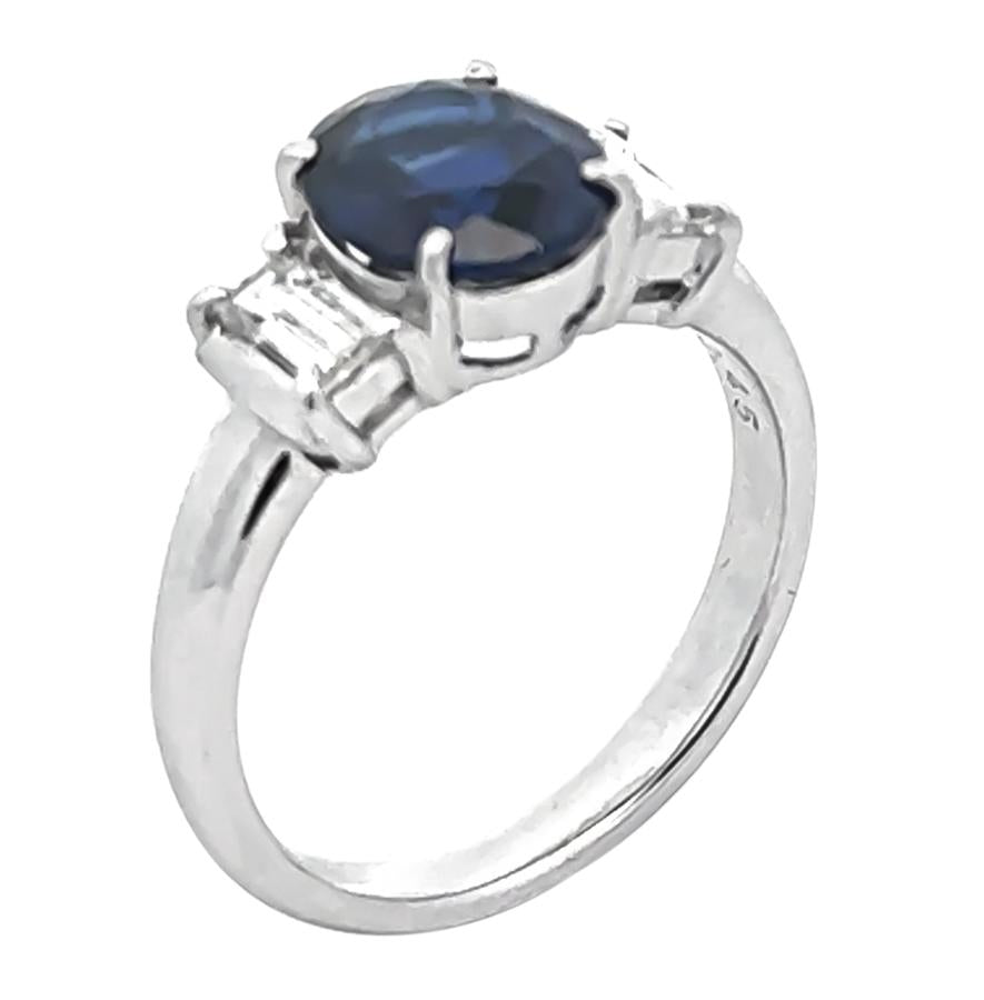 Estate 2.45ct Sapphire 0.45ct Diamond Engagement Ring
