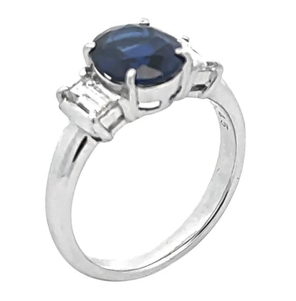 Estate 2.45ct Sapphire 0.45ct Diamond Engagement Ring