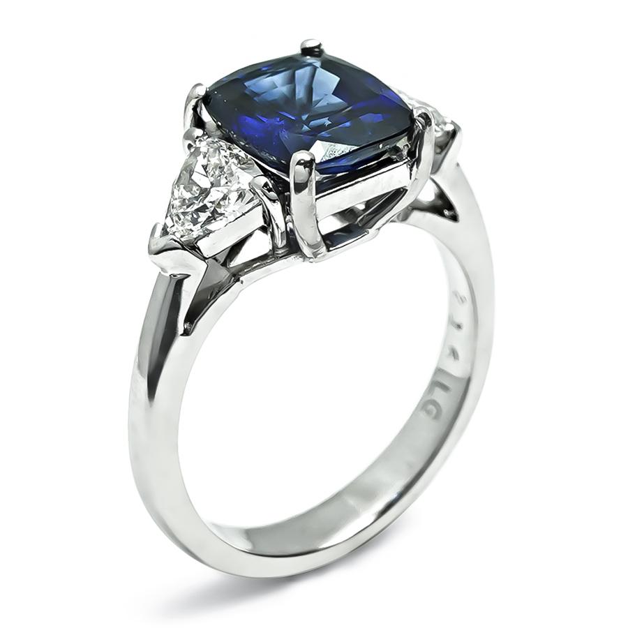 Estate 2.50ct Sapphire 0.80ct Diamond Engagement Ring