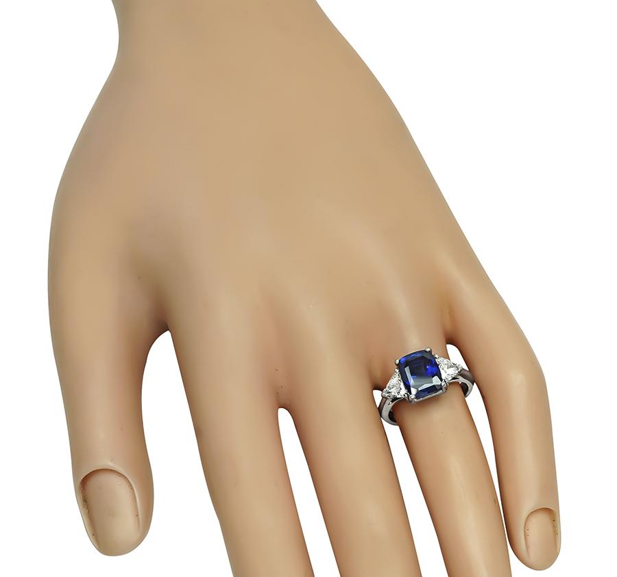 Estate 2.50ct Sapphire 0.80ct Diamond Engagement Ring